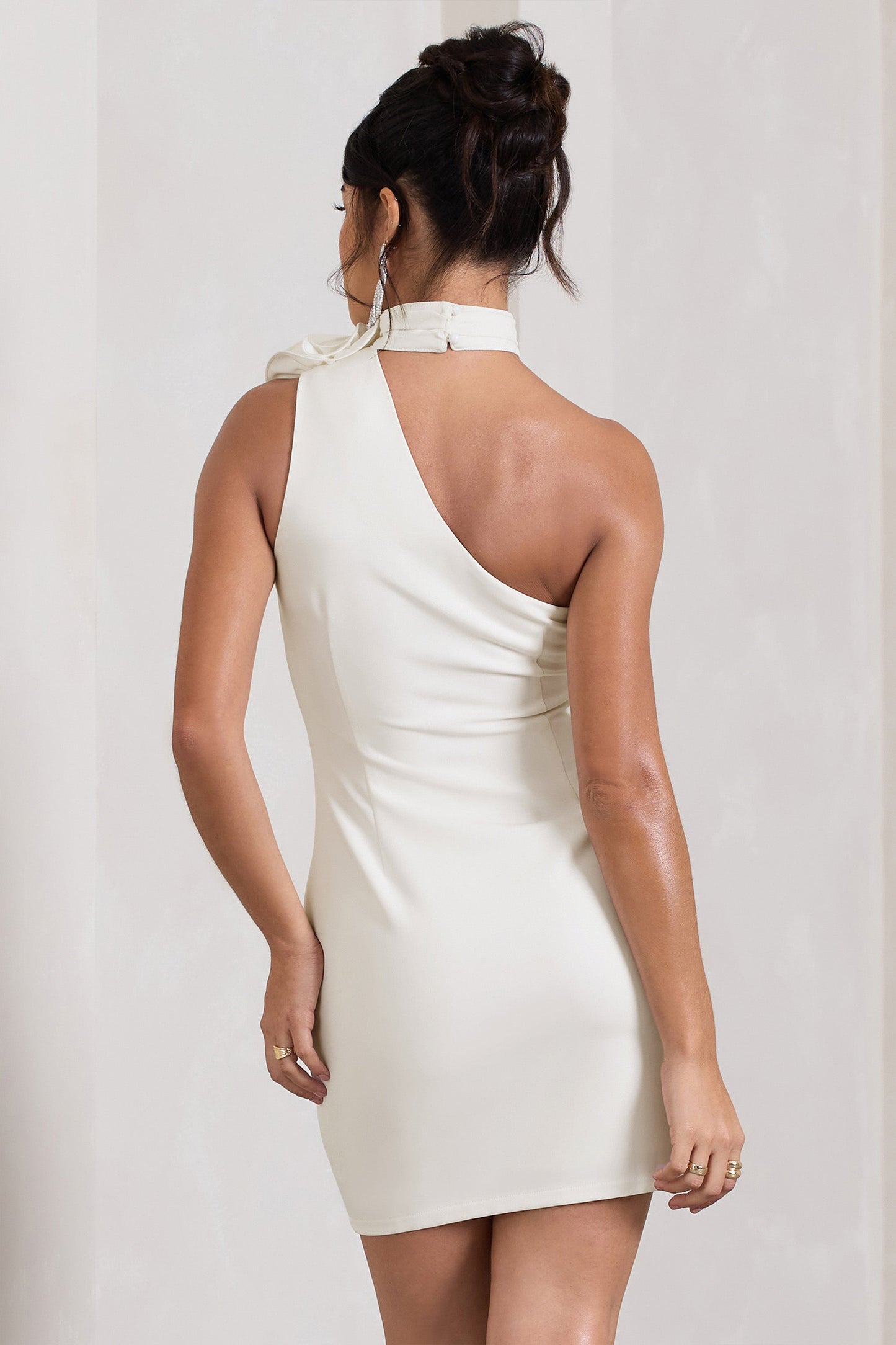 The Party | White Mini Dress With Ruffled Choker